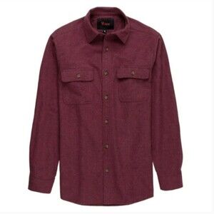 Stoic Hemlock Chamois Shirt Mens Size S Burgundy Heavy Flannel Outdoor Shacket